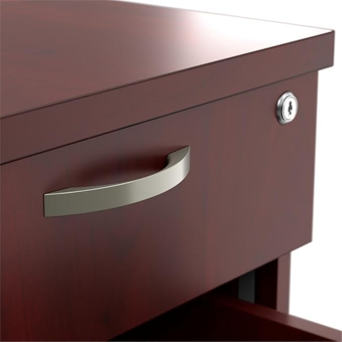 Bush Business Furniture Office in an Hour 3 Drawer Rolling File Cabinet in Hansen Cherry | Mobile Under Desk Drawers for Letter, Legal, and A4-Size Document Storage