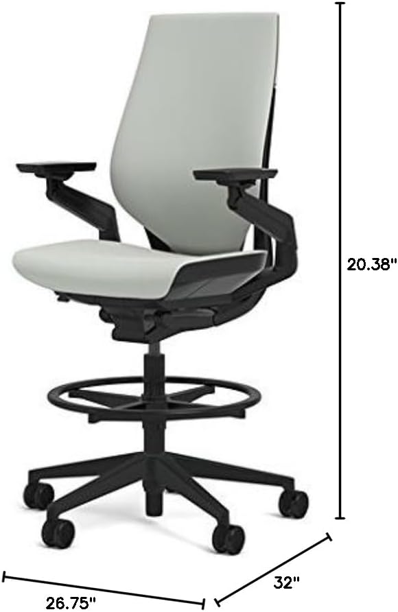 Steelcase Gesture 442 Stool Chair - Cogent: Connect Nickel Fabric, Shell Back, Dark on Dark Frame