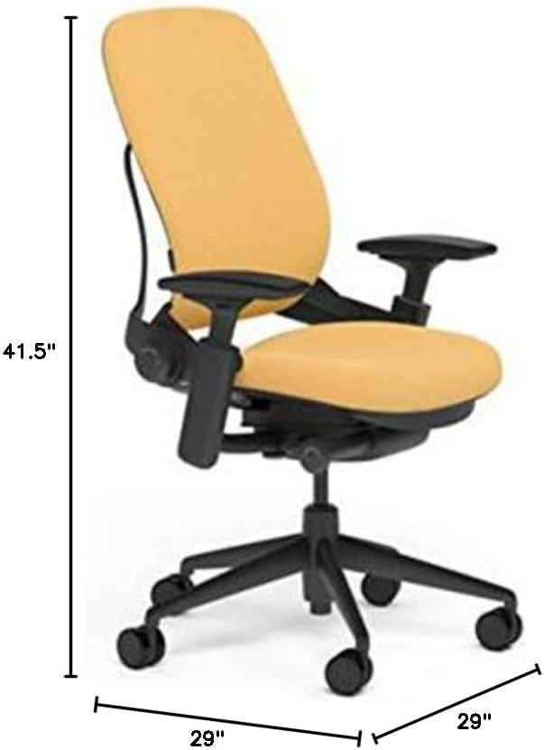 Steelcase Leap Desk Task Chair in Buzz2 5G53 Sunrise Fabric - 4-Way Highly Adjustable Arms - Black Frame and 7" Tall Seat Height Base - Standard Carpet Casters
