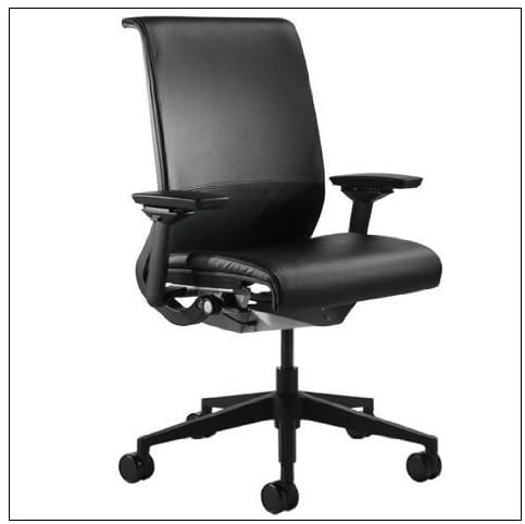 Steelcase Think Chair (R) - Matching Back and Seat Fabric by Steelcase, Fabric = Black Leather; Frame/Base = Black/Black