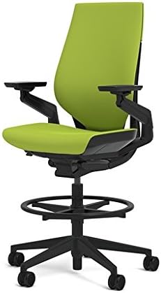 Steelcase Gesture 442 Stool Chair - Cogent: Connect Wasabi Fabric, Shell Back, Dark on Dark Frame