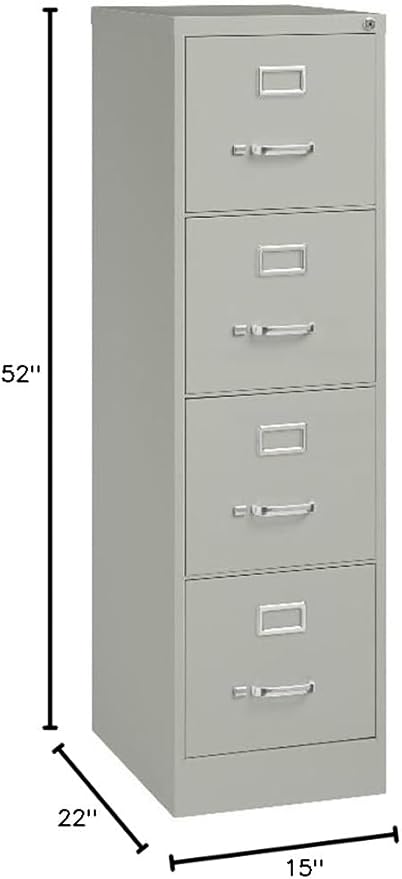 Scranton & Co 4-Drawer 22" Deep Letter Filing Cabinet in Black, Office Commercial Grade, Fully Assembled, Light Gray