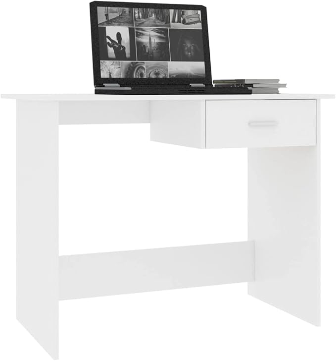 Writing Desk Study Table Computer Desk with Storage Shelves Desk White 39.4"x19.7"x29.9" Chipboard Easy Assemble for Living Room Home and Office
