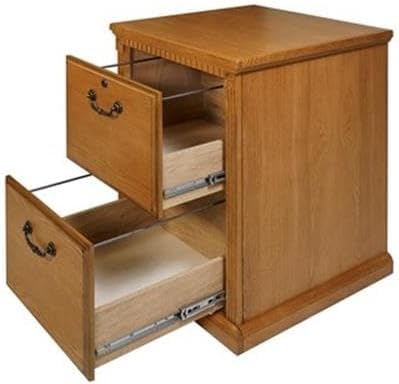 Pemberly Row Contemporary 2-Drawer Wood Filing Cabinet in Natural, Solid Wood Construction, Sturdy and Durable, Office or Home File Storage, Compact and Functional Design