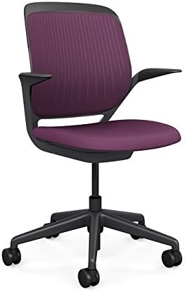 Steelcase Cobi Office Chair: Arms with Soft Arm Caps, Near Black Frame, and Concord Fabric with Standard Carpet Casters