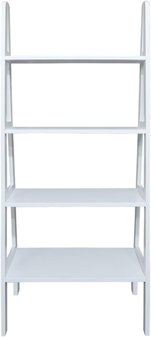 Casual Home 100% Solid Wood 4-Shelf Ladder Bookcase, Standard, 60" H, White