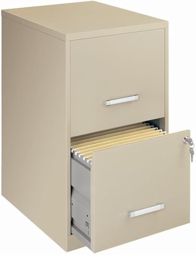 Scranton & Co Set of 2 18" D 2-Drawers Metal File Cabinet in Putty/Beige
