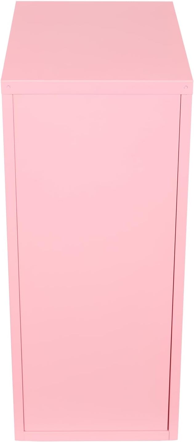 6 Tiers Metal File Cabinet with 6 Drawers Vertical Filing Cabinet with Lock & Wheels Freestanding Locking Storage Cabinet for Home Office, 11 * 16 * 27in (Pink)