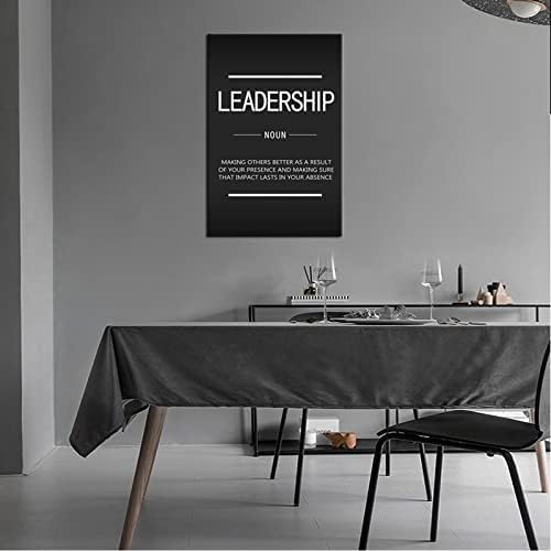 Motivational Canvas Wall Art Inspirational Text Leadership Painting Poster Print Artwork Office Decoration Company Gym Wall Decoration Wooden Frame Ready to Hang[24''W x 36''H]