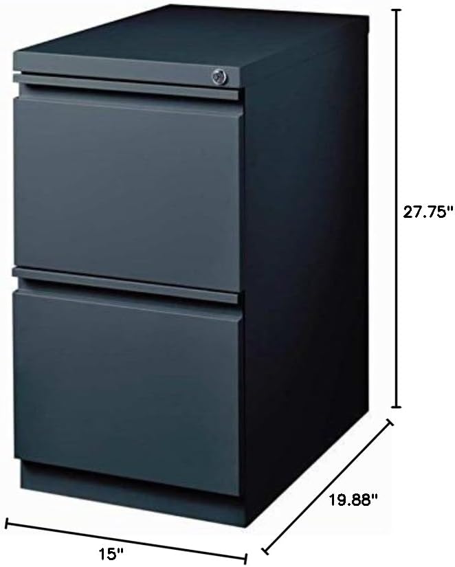 Scranton & Co 2-Drawer Modern Metal Mobile Pedestal File Cabinet in Charcoal