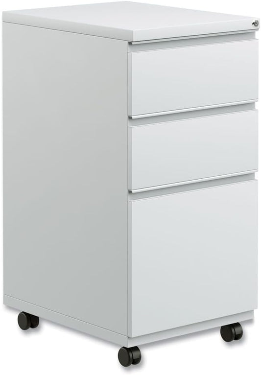 Alera PBBBFLG Three-Drawer Pedestal File with Full-Length Pull, 14 7/8 x 19 1/8, Light Gray