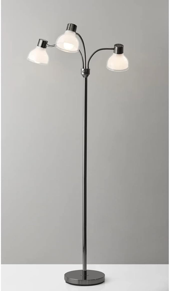 Adesso 3566-01 Presley 3-Arm Floor Lamp, 69 in., 3 X 40W Incandescent/ 13W CFL, Black Nickel, 1 Indoor Lighting
