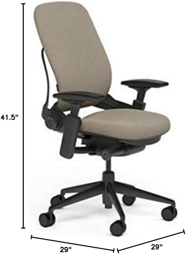 Steelcase Leap Desk Task Chair in Buzz2 5G51 Sable Fabric - 4-Way Highly Adjustable Arms - Black Frame and 7" Tall Seat Height Base - Soft Dual Wheel Hard Floor Casters