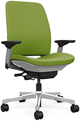 Steelcase Amia Task Chair: Platinum Frame/Polished Aluminum Base - 4 Way Adjustable Arms - Hard Floor Casters
