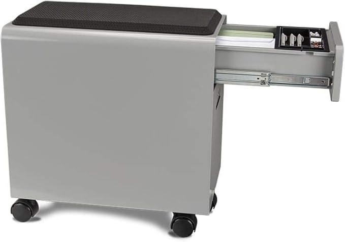 UPLIFTDESK Narrow 2-Drawer File Cabinet with Seat, Rolling (Gray)