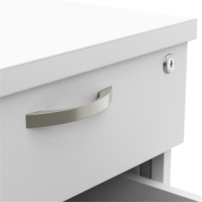 Bush Business Furniture Office in an Hour 3 Drawer Rolling File Cabinet in Pure White | Mobile Under Desk Drawers for Letter, Legal, and A4-Size Document Storage
