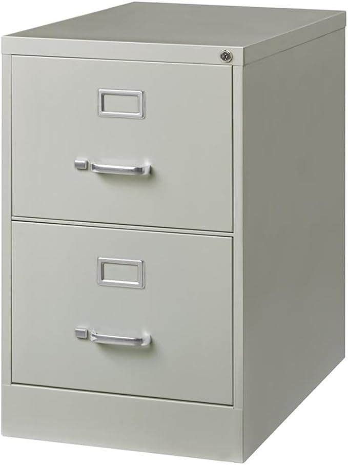 Pemberly Row 2 Drawers 28.38" Vertical Light Gray Metal Filing Cabinet Lockable Pre-Assembled Stationary Legal Size for Home, Office