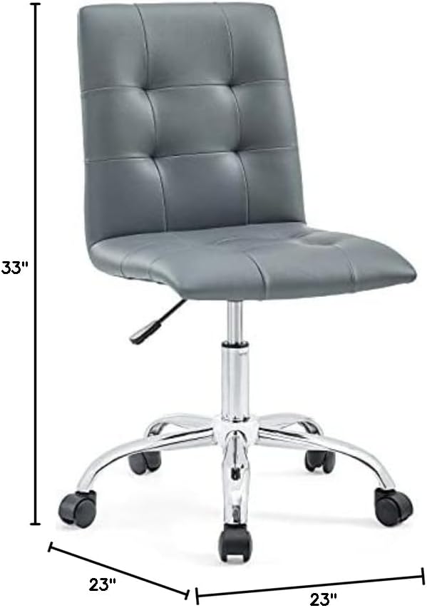 Modway Prim Ribbed Armless Mid Back Swivel Conference Office Chair In Gray