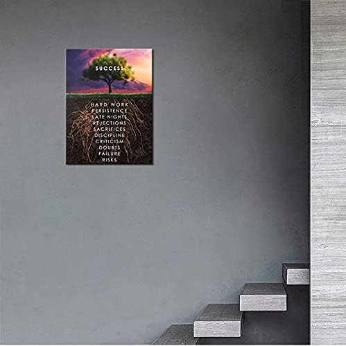 Generic Success Tree Inspirational Wall Art Inspiring Canvas Prints Entrepreneur Quotes Poster Print Artwork Office Decoration Living Room Bedroom Ready to Hang[18 W x 24 H]
