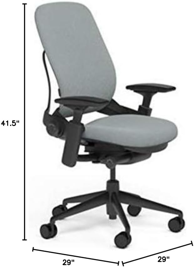 Steelcase Leap Desk Task Chair in Buzz2 5G64 Alpine Fabric - 4-Way Highly Adjustable Arms - Black Frame and 7" Tall Seat Height Base - Soft Dual Wheel Hard Floor Casters