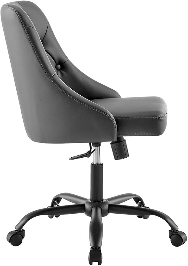 Modway EEI-4370-BLK-GRY Distinct Tufted Swivel Vegan Leather Office Chair, Black Gray