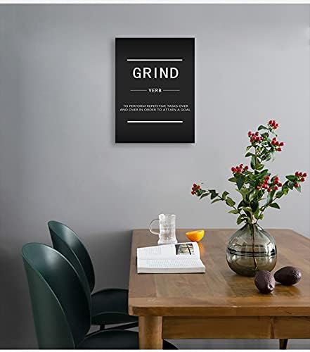 Grind Verb Inspirational Canvas Wall Art Inspirational Quotes Poster Printing Inspirational Entrepreneur Quotes Modern Office Home Decor Artwork Frame Classroom Bedroom Ready to Hang[18" W x 24" H]