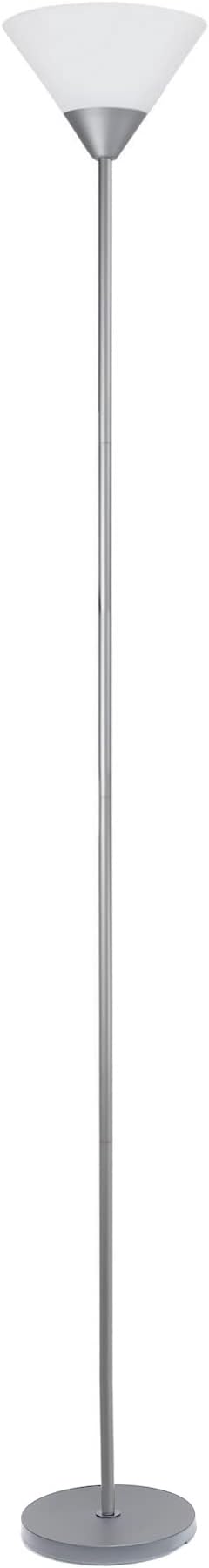 Simple Designs LF1011-SLV 1 Light Torchiere Stick Floor Lamp, Silver