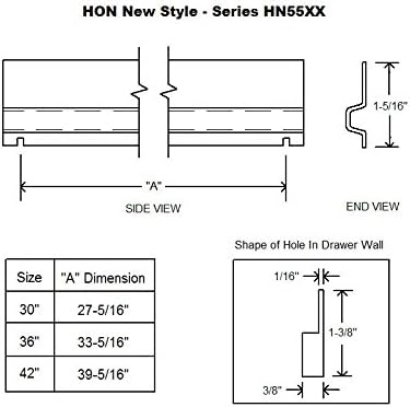HON Lateral File Bar for 36" Wide HON Lateral Filing Cabinets - Cabinet Drawer Metal Rail Insert for Hanging File Folders (4-Pack)