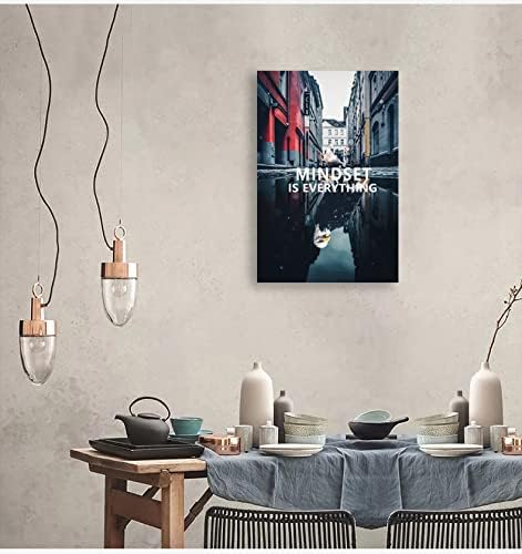 Inspirational Canvas Wall Art Mindset is Everything Inspiring Animal Poster Dove and Eagle Painting Printing Art Modern Home Decoration Frame Living Room Office Ready to Hang[24''W x 36''H]