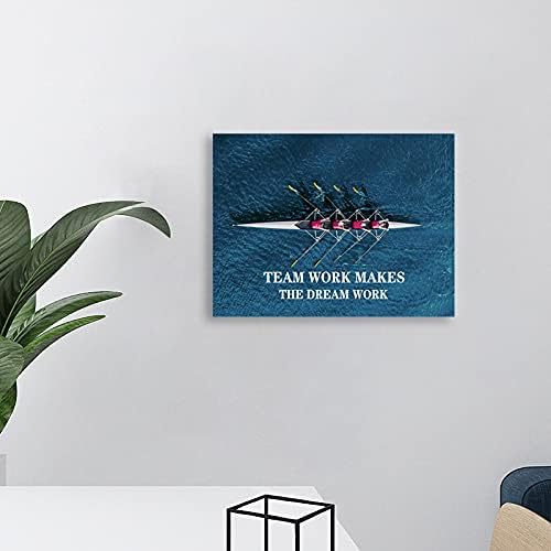 Inspirational Poster Successful Inspirational Quotes Canvas Wall Art Team Work Makes The Dream Work Motto Inspiring Entrepreneurs Printmaking Artwork Office Decoration Ready to Hang[18" W x 24" H]