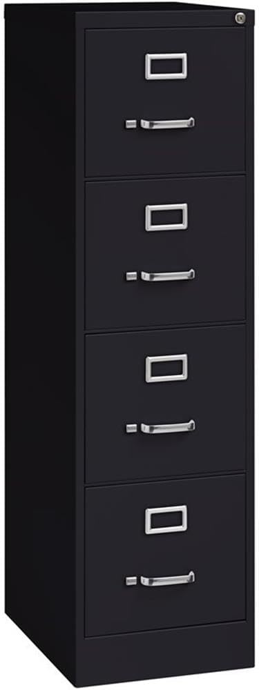 Pemberly Row Set of 6 Metal 4-Drawer Letter Width Vertical File Cabinet in Black