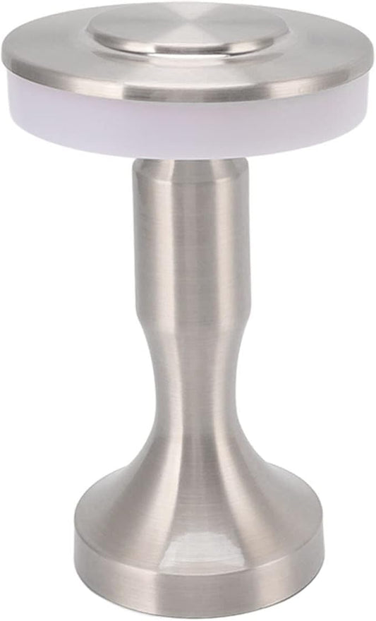 3W LED Table Lamp, 3 Color Temperatures Dimmable Rechargeable Cordless Desk Lamp, Portable Bedside Lamp with Touch Sensor for Dining Room (Silver)