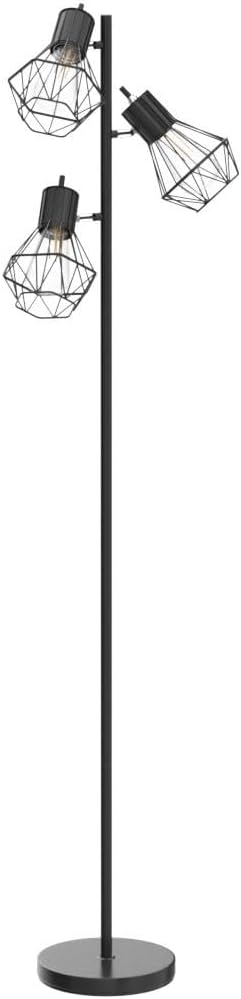 BoostArea Industrial Floor Lamp,Standing Lamp,Farmhouse Tree Floor Lamps with 3 Adjustable Cage Heads,E26 Socket,Independent Control,Floor Lamp for Living Room,Bedroom,Rustic Home(No Bulb)