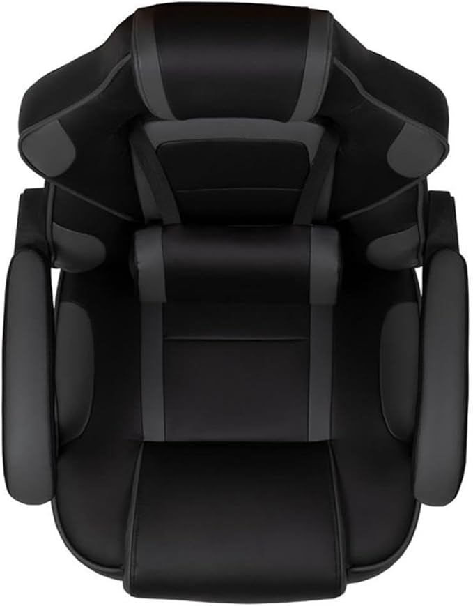 Flash Furniture X40 Gaming Chair Racing Ergonomic Computer Chair with Fully Reclining Back/Arms, Slide-Out Footrest, Massaging Lumbar - Black/Gray