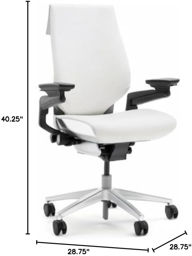 Steelcase Gesture Office Chair - Cogent Connect Wasabi Upholstered Wrapped Back Platinum Metallic Frame High Seat Merle Seat/Back/Arms (Dark/Light) Hard Floor Caster Wheels