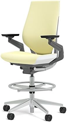 Steelcase Gesture 442 Stool Chair - Cogent: Connect Coconut Fabric, Wrapped Back, Light on Light Frame, Wheels for Hard Flooring