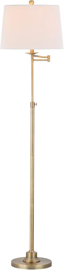 SAFAVIEH Lighting Collection Nadia Traditional Farmhouse Swivel Swing Arm Gold 64-inch Adjustable Height Living Room Bedroom Home Office Standing Floor Lamp (LED Bulb Included)