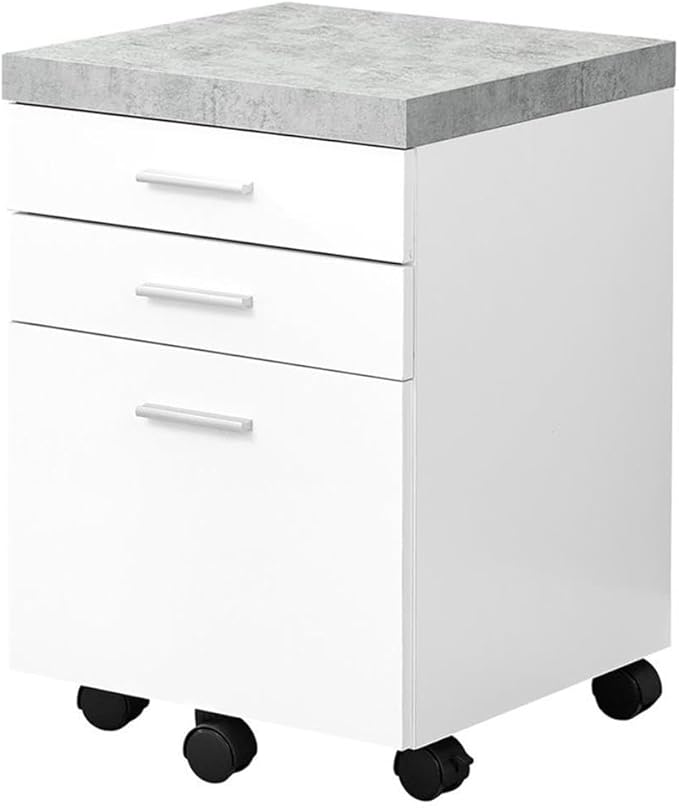 Monarch Specialties I 7051 File Cabinet, Rolling Mobile, Storage Drawers, Printer Stand, Office, Work, Laminate, Grey, White, Contemporary, Modern