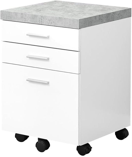 Monarch Specialties I 7051 File Cabinet, Rolling Mobile, Storage Drawers, Printer Stand, Office, Work, Laminate, Grey, White, Contemporary, Modern