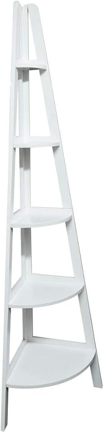 Casual Home 5-Shelf Corner Ladder Bookcase, White (Pack of 1)