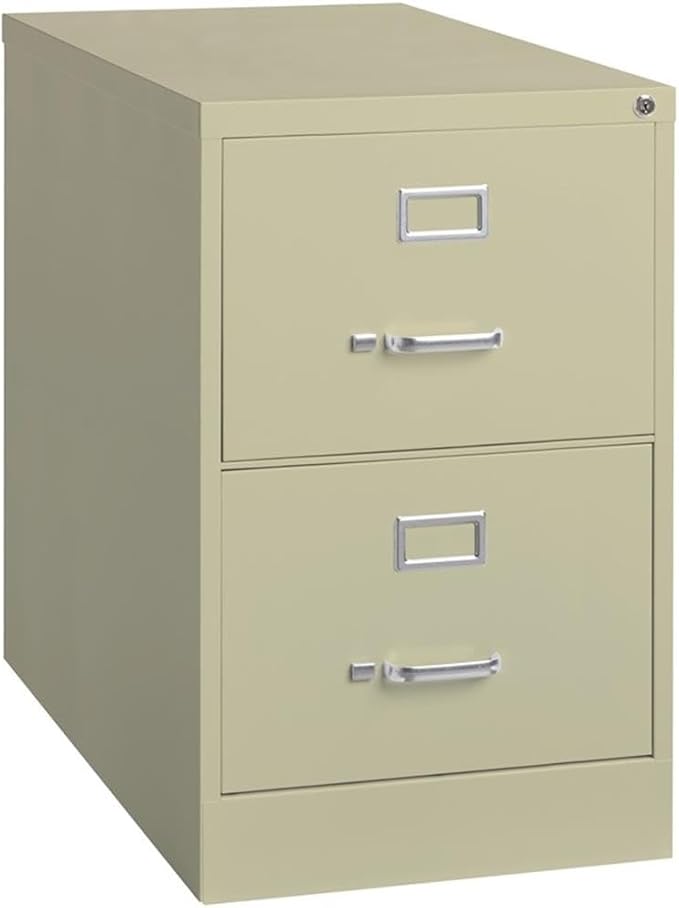 Pemberly Row 26.5" D Metal Vertical Filing Cabinet, Legal Width, 2 Drawer, Putty Finish, Durable Commercial Grade Steel, Lockable Office Storage for Files, Fully Assembled