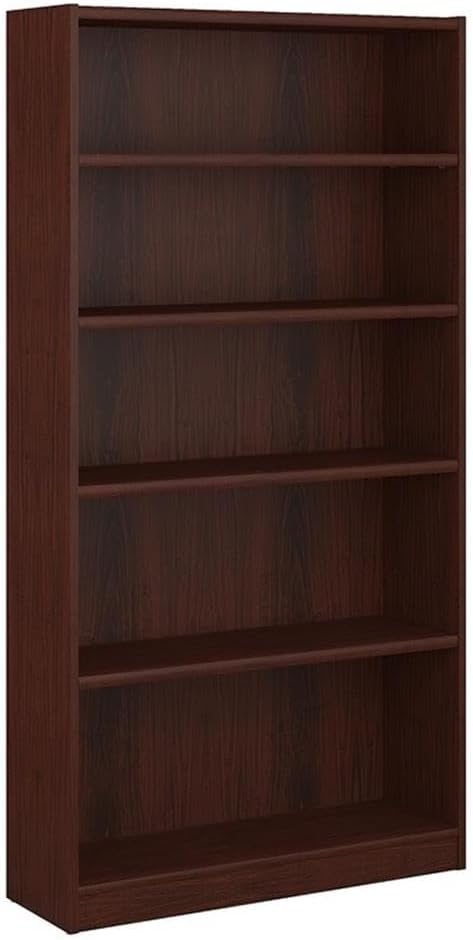 Bush Home Universal Tall 5 Shelf Bookcase in Vogue Cherry, Vertical Storage and Display Bookshelf for Home Office or Living Room Organization
