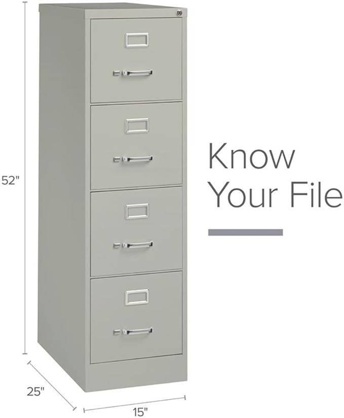 Pemberly Row Set of 6 4-Drawer Letter Width Vertical File Cabinet in Light Gray