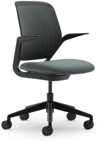 Steelcase Cobi Chair: Fixed Arms - Standard Carpet Casters - Cogent Graphite Fabric