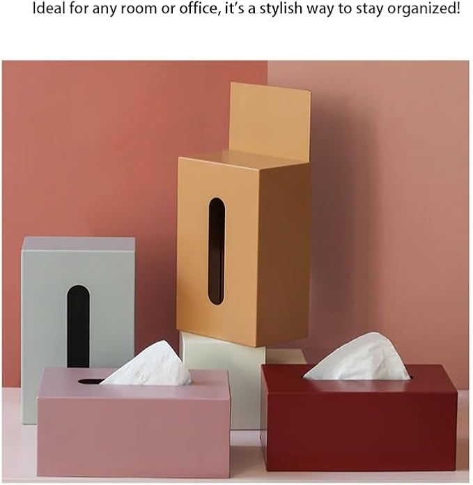 Stylish Tissue Box Light Metal Tissue Box and High-end Tissue Box Rectangular Tissue Holder for Vanity Bathroom Kitchen Office Home Decor Modern Tissue Box (Color : Gray) (Pink)