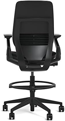 Steelcase Gesture 442 Stool Chair - Cogent: Connect Nickel Fabric, Shell Back, Dark on Dark Frame, Wheels for Hard Flooring