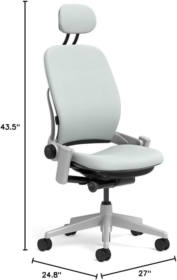 Steelcase Leap Task Chair: Platinum Base - Armless - Headrest - Hard Floor Casters