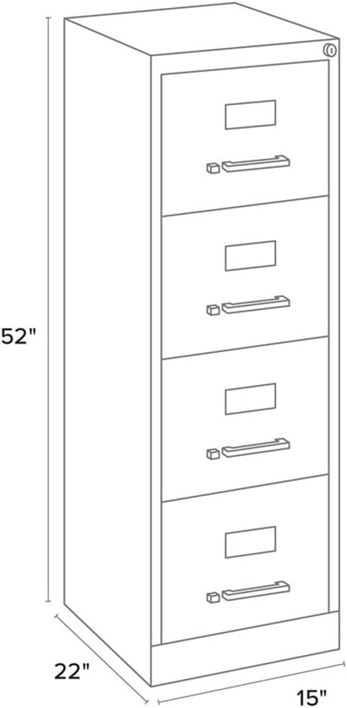 Pemberly Row Set of 3 4-Drawer Letter Width Vertical File Cabinet in Putty/Beige