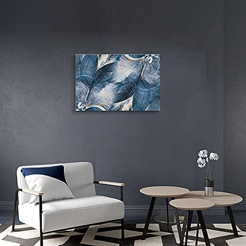 Wall Art Canvas Abstract Art Paintings Blue Circle Graffiti on White Background Modern Artwork Decor for Living Room Bedroom Kitchen 30x20in