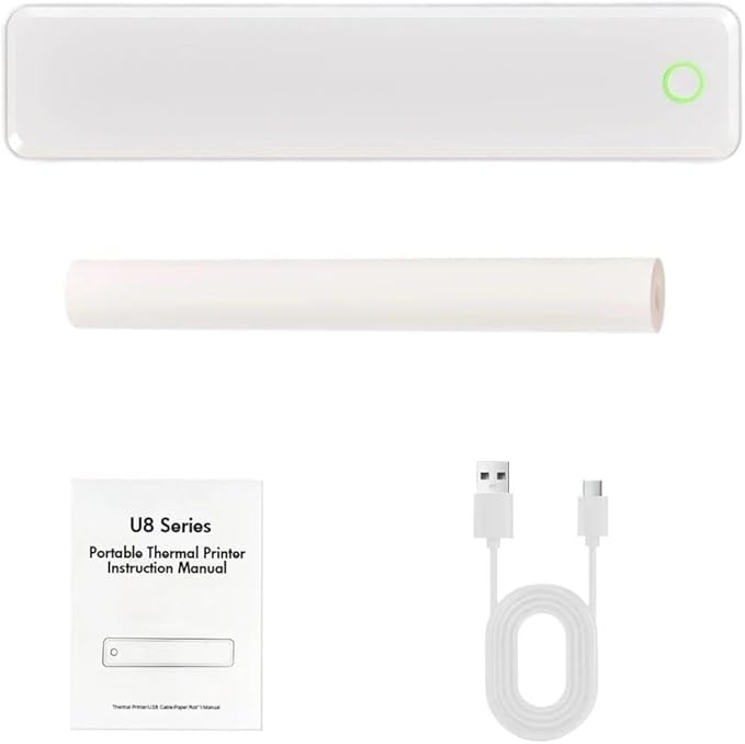 Portable Printers Inkless Thermal A4 Label Maker US Letter/A4/A5/B5 Android iOS Phone & Laptop for Travel Office School(White)